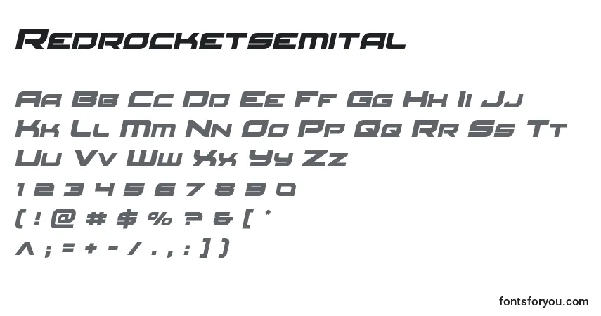 A fonte Redrocketsemital – alfabeto, números, caracteres especiais