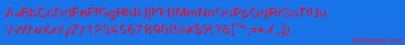 フォントLinotypezensur – 赤い文字の青い背景