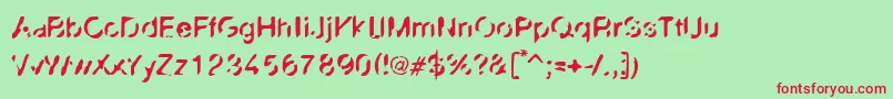 Fonte Linotypezensur – fontes vermelhas em um fundo verde