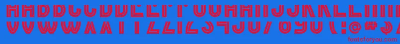Bordercontrolunten-Schriftart – Rote Schriften auf blauem Hintergrund