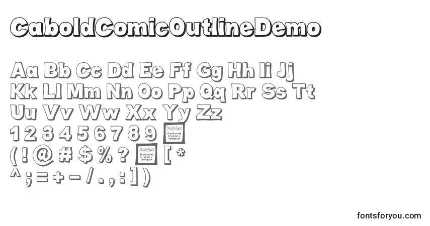 Schriftart CaboldComicOutlineDemo – Alphabet, Zahlen, spezielle Symbole