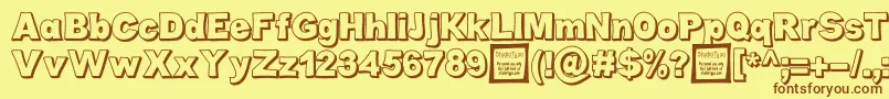 CaboldComicOutlineDemo Font – Brown Fonts on Yellow Background
