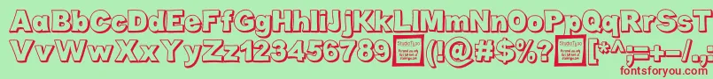 CaboldComicOutlineDemo Font – Red Fonts on Green Background