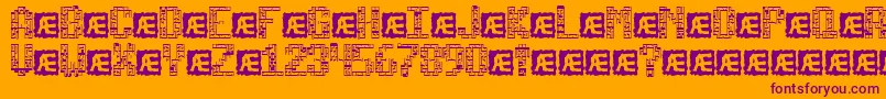 Tetri-fontti – violetit fontit oranssilla taustalla