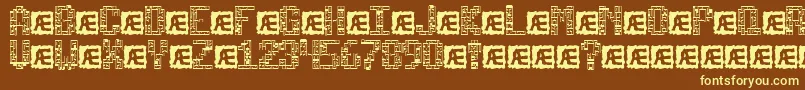 Tetri-fontti – keltaiset fontit ruskealla taustalla