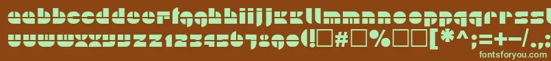 フォントPln – 緑色の文字が茶色の背景にあります。