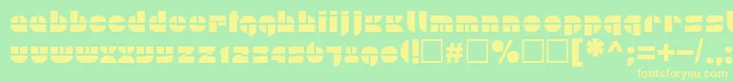 フォントPln – 黄色の文字が緑の背景にあります