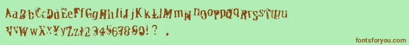 フォントOfficerDown – 緑の背景に茶色のフォント