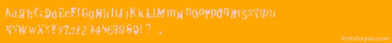 OfficerDown-Schriftart – Rosa Schriften auf orangefarbenem Hintergrund