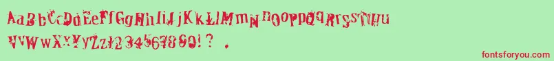 フォントOfficerDown – 赤い文字の緑の背景