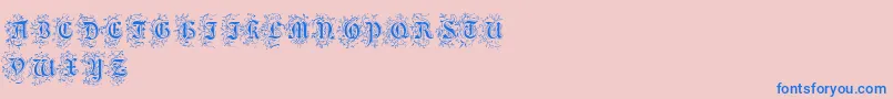 FoliarInitials-Schriftart – Blaue Schriften auf rosa Hintergrund