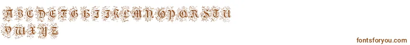 FoliarInitials-Schriftart – Braune Schriften auf weißem Hintergrund