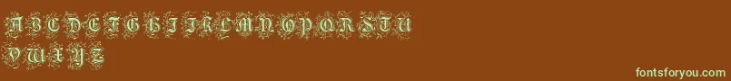 FoliarInitials-Schriftart – Grüne Schriften auf braunem Hintergrund