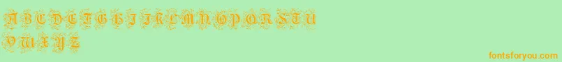 FoliarInitials Font – Orange Fonts on Green Background