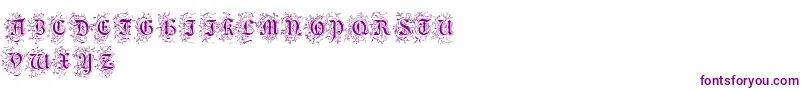 FoliarInitials-Schriftart – Violette Schriften auf weißem Hintergrund