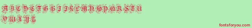 FoliarInitials Font – Red Fonts on Green Background