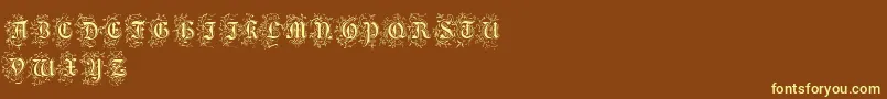 FoliarInitials-Schriftart – Gelbe Schriften auf braunem Hintergrund