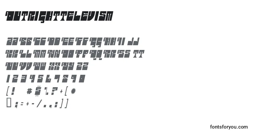 Czcionka OutrightTelevism – alfabet, cyfry, specjalne znaki