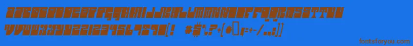 フォントOutrightTelevism – 茶色の文字が青い背景にあります。