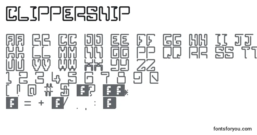 A fonte Clippersnip – alfabeto, números, caracteres especiais