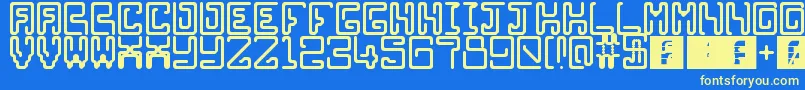 Clippersnip-Schriftart – Gelbe Schriften auf blauem Hintergrund