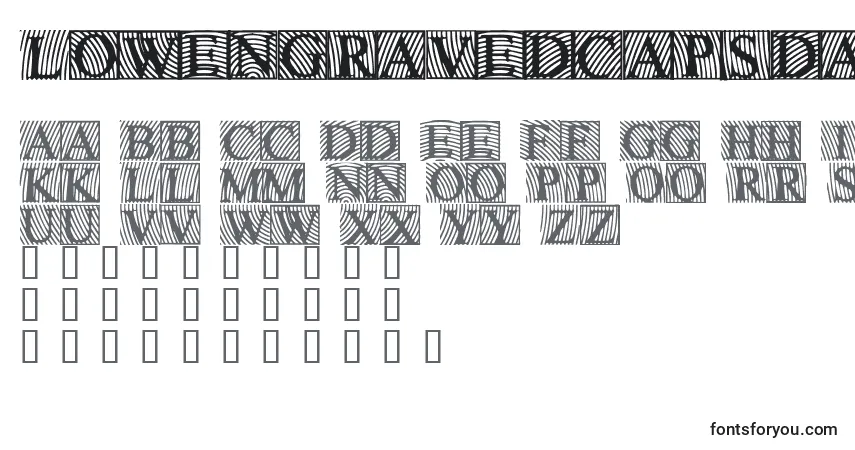 Шрифт Lowengravedcapsdark – алфавит, цифры, специальные символы