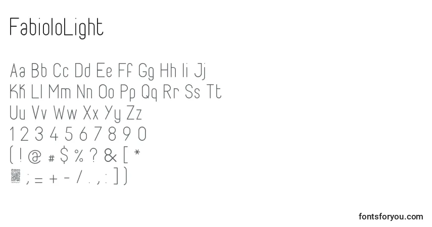 Fuente FabioloLight - alfabeto, números, caracteres especiales