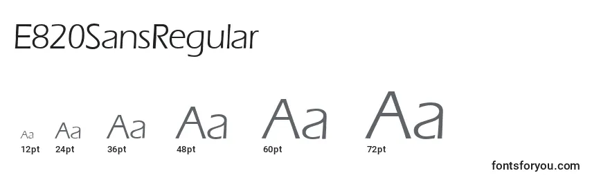 E820SansRegular Font Sizes