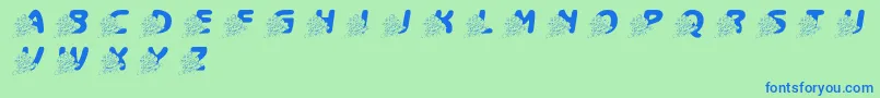 LmsABerryNiceGirl-Schriftart – Blaue Schriften auf grünem Hintergrund
