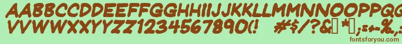 Fonte Jeffreyprintbolditalic – fontes marrons em um fundo verde