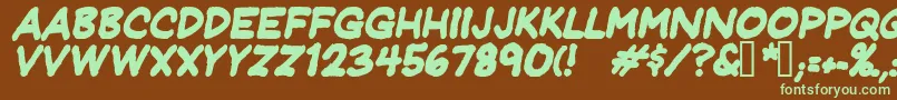 フォントJeffreyprintbolditalic – 緑色の文字が茶色の背景にあります。