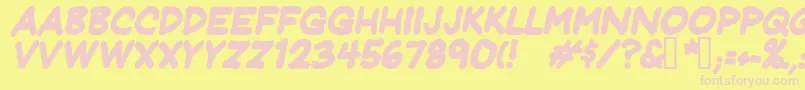Jeffreyprintbolditalic-fontti – vaaleanpunaiset fontit keltaisella taustalla