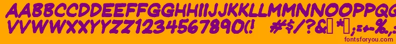 Jeffreyprintbolditalic Font – Purple Fonts on Orange Background