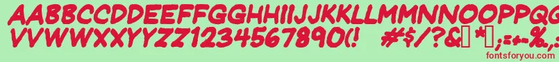 Fonte Jeffreyprintbolditalic – fontes vermelhas em um fundo verde