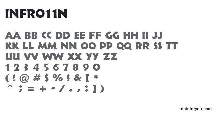 Czcionka Infr011n – alfabet, cyfry, specjalne znaki