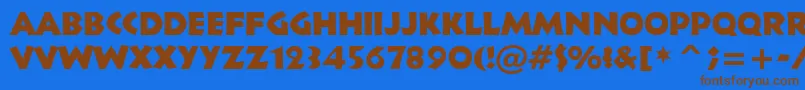 フォントInfr011n – 茶色の文字が青い背景にあります。