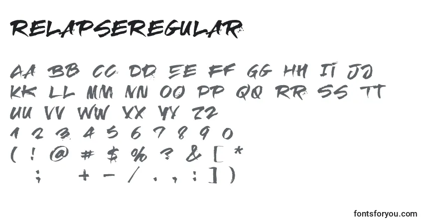 Schriftart RelapseRegular – Alphabet, Zahlen, spezielle Symbole