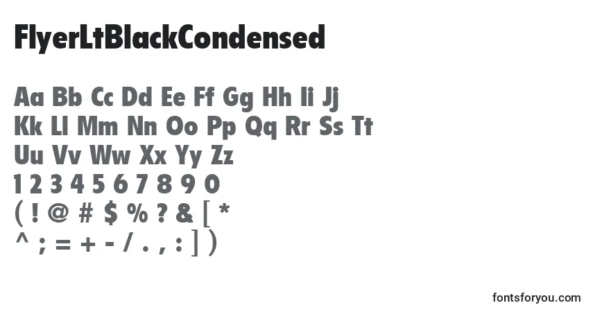Шрифт FlyerLtBlackCondensed – алфавит, цифры, специальные символы