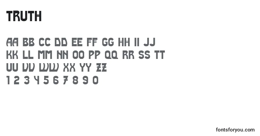 Czcionka Truth – alfabet, cyfry, specjalne znaki