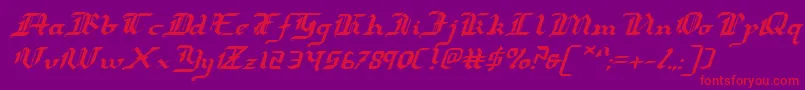 RedcoatExpandedItalic Font – Red Fonts on Purple Background