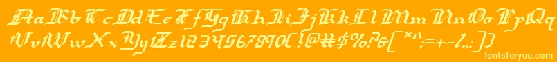 RedcoatExpandedItalic Font – Yellow Fonts on Orange Background