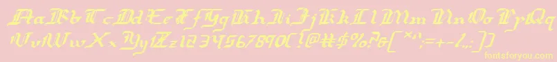 RedcoatExpandedItalic Font – Yellow Fonts on Pink Background