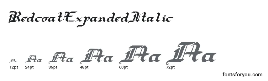 Размеры шрифта RedcoatExpandedItalic