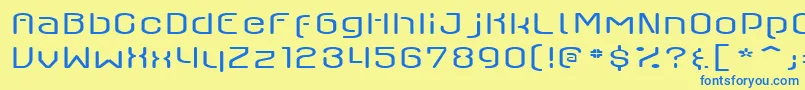 フォントAxaxaxLight – 青い文字が黄色の背景にあります。