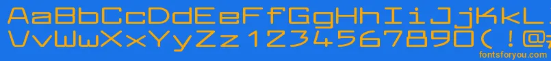 フォントLarabiefontxtBold – オレンジ色の文字が青い背景にあります。