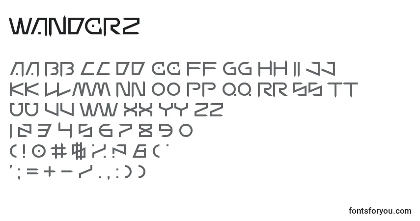 A fonte WanderZ – alfabeto, números, caracteres especiais