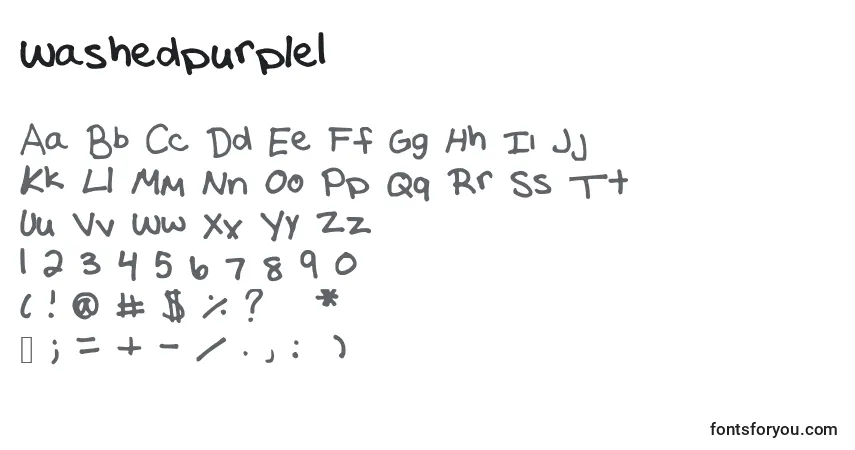 Schriftart Washedpurple1 – Alphabet, Zahlen, spezielle Symbole