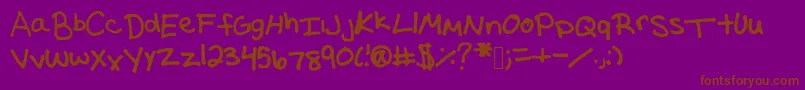 Washedpurple1-Schriftart – Braune Schriften auf violettem Hintergrund