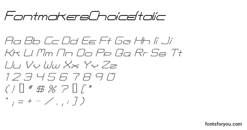 Police FontmakersChoiceItalic - Alphabet, Chiffres, Caractères Spéciaux