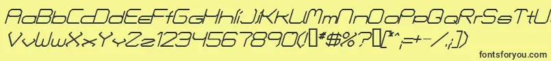 Fonte FontmakersChoiceItalic – fontes pretas em um fundo amarelo